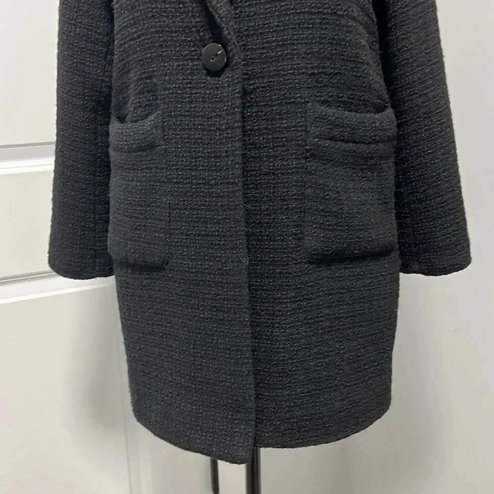 Zara || Kids Textured Pocket Coat size 11-12 Girls in black